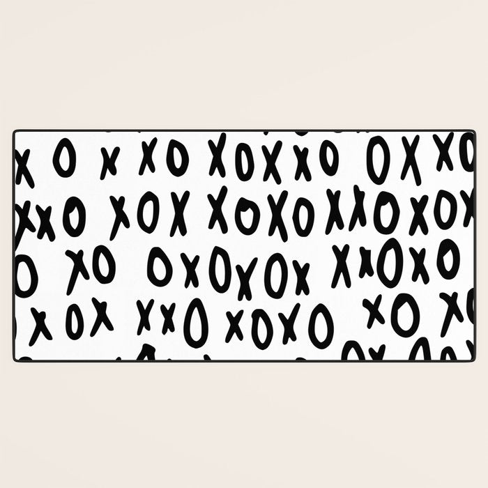 Hugs and Kisses in White and Black Desk Mat Gallery Image 3