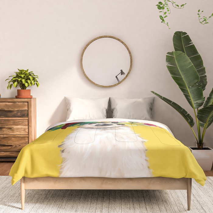 Aloha Hawaiian Llama in Yellow Comforter Gallery Image 3