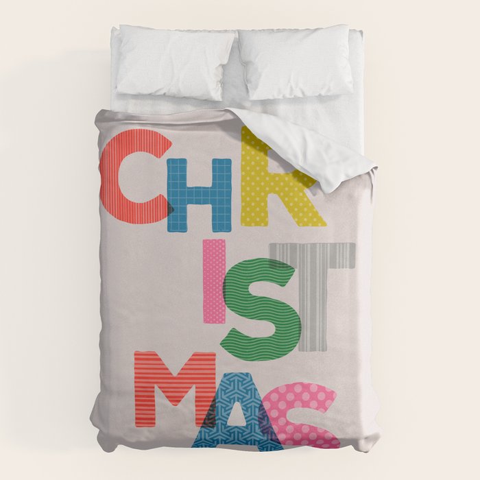 Christmas colorful typography Duvet Cover Gallery Image 1