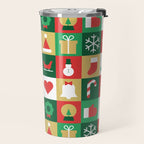 Christmas geometric patchwork mosaic pattern Travel Mug Gallery Image 2