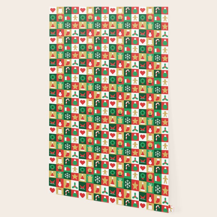 Christmas geometric patchwork mosaic pattern Wallpaper Gallery Image 2