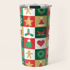 Christmas geometric patchwork mosaic pattern Travel Mug Gallery Image 1