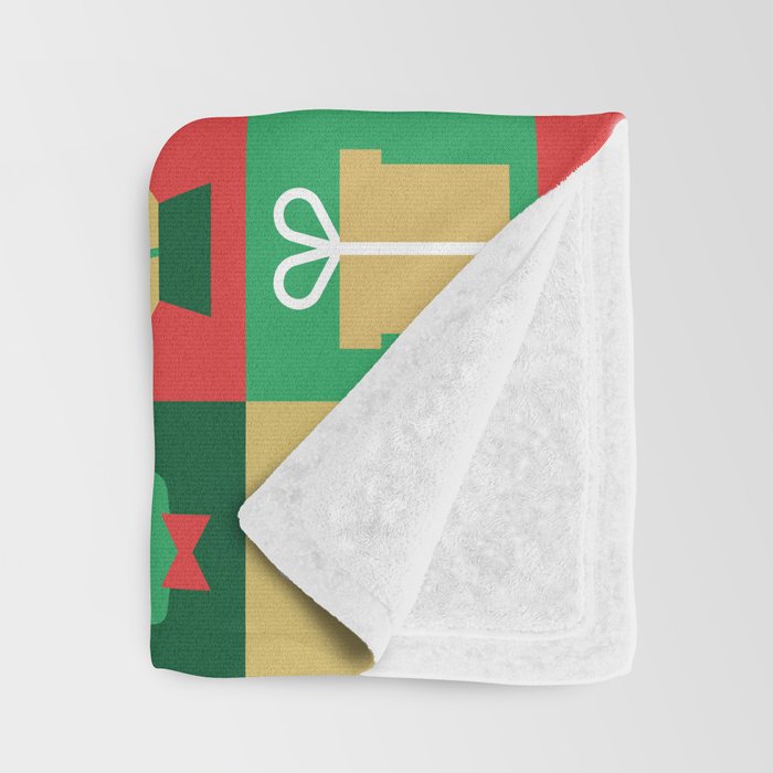 Christmas geometric patchwork mosaic pattern Throw Blanket Gallery Image 3
