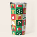 Christmas geometric patchwork mosaic pattern Travel Mug Gallery Image 3
