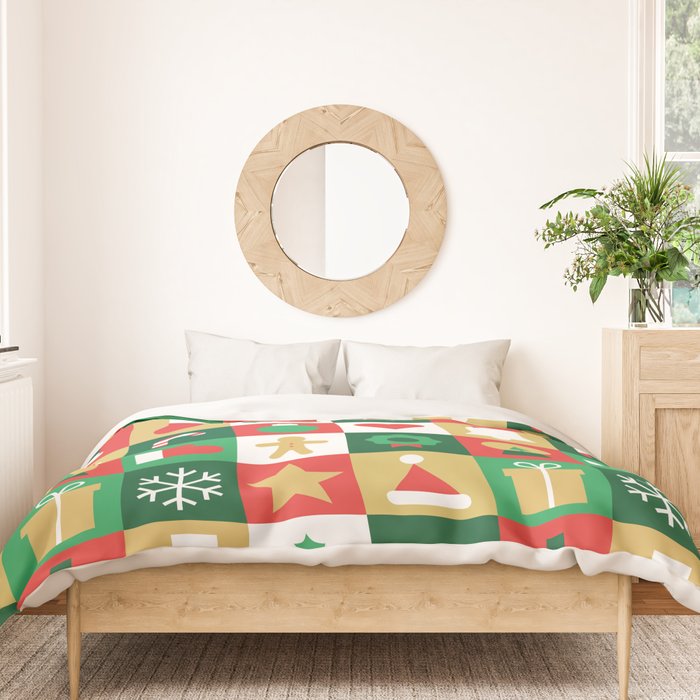 Christmas geometric patchwork mosaic pattern Duvet Cover Gallery Image 3