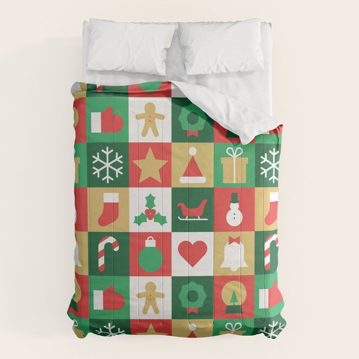 Christmas geometric patchwork mosaic pattern Comforter Gallery Image 6