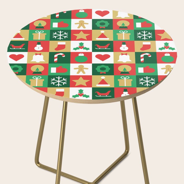 Christmas geometric patchwork mosaic pattern Side Table Gallery Image 2