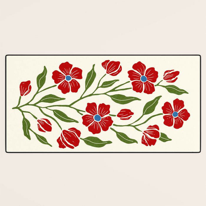 Charming Red Wildflowers Cottagecore Inspired  Desk Mat Gallery Image 3