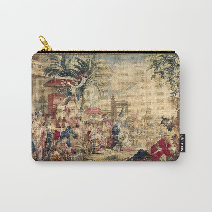 Antique 18th Century Chinoiserie French Tapestry Francois Boucher Carry All Pouch Gallery Image 1