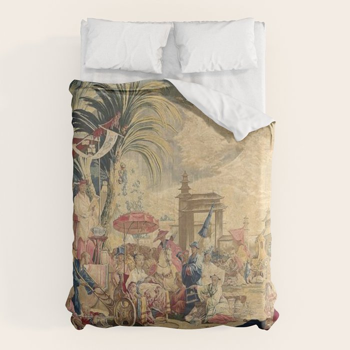 Antique 18th Century Chinoiserie French Tapestry Francois Boucher Duvet Cover Gallery Image 6