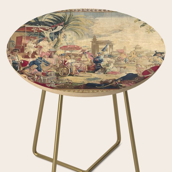 Antique 18th Century Chinoiserie French Tapestry Francois Boucher Side Table Gallery Image 2