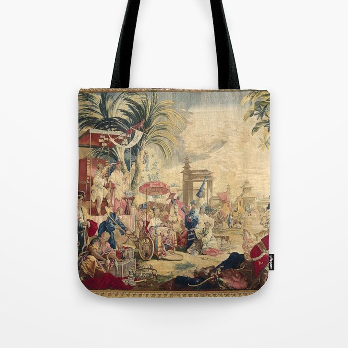 Antique 18th Century Chinoiserie French Tapestry Francois Boucher Tote Bag Gallery Image 1