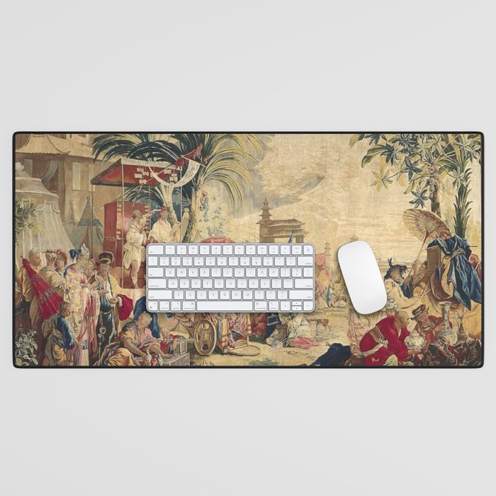 Antique 18th Century Chinoiserie French Tapestry Francois Boucher Desk Mat Gallery Image 1