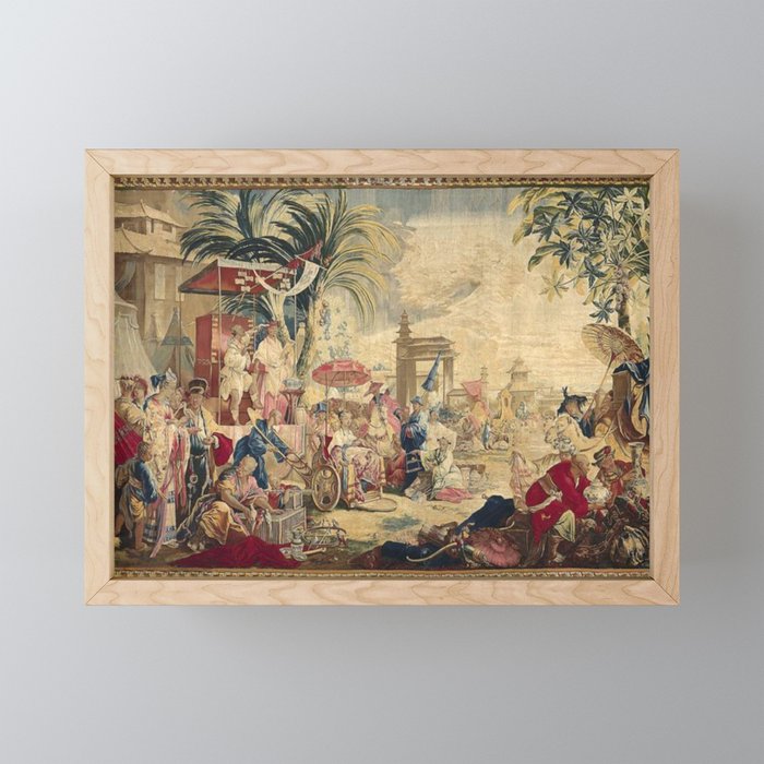 Antique 18th Century Chinoiserie French Tapestry Francois Boucher Mini Art Print Gallery Image 1