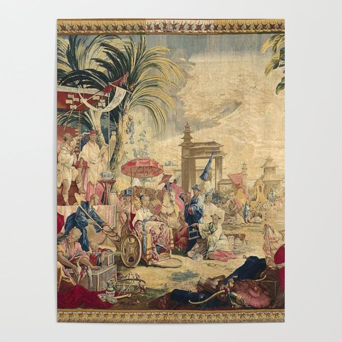 Antique 18th Century Chinoiserie French Tapestry Francois Boucher Poster Gallery Image 1