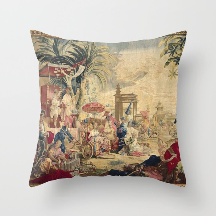 Antique 18th Century Chinoiserie French Tapestry Francois Boucher Throw Pillow Gallery Image 6