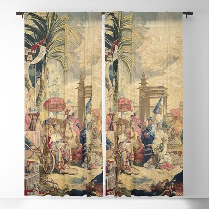 Antique 18th Century Chinoiserie French Tapestry Francois Boucher Window Curtain Gallery Image 5