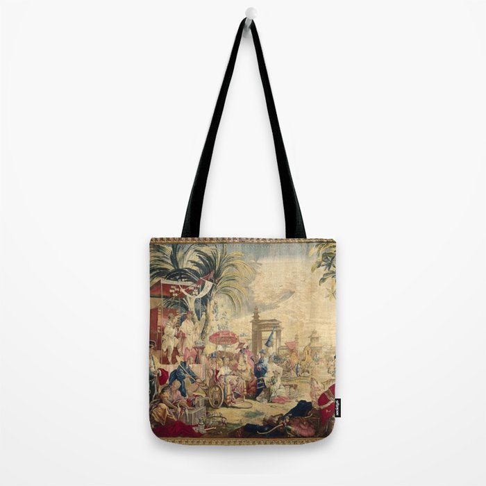 Antique 18th Century Chinoiserie French Tapestry Francois Boucher Tote Bag Gallery Image 2