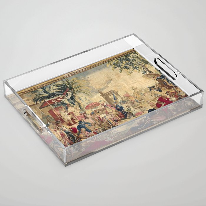 Antique 18th Century Chinoiserie French Tapestry Francois Boucher Acrylic Tray Gallery Image 1