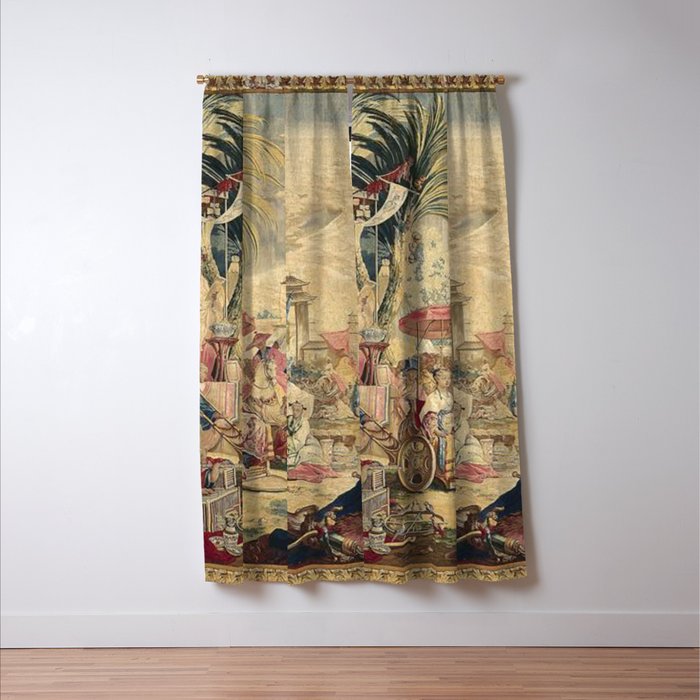 Antique 18th Century Chinoiserie French Tapestry Francois Boucher Window Curtain Gallery Image 3