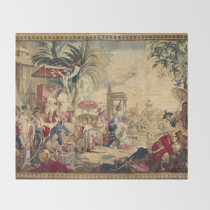 Antique 18th Century Chinoiserie French Tapestry Francois Boucher Throw Blanket Gallery Image 2