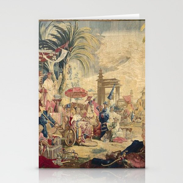 Antique 18th Century Chinoiserie French Tapestry Francois Boucher Stationery Card Gallery Image 1