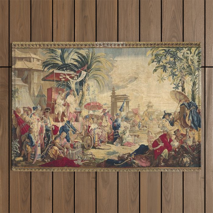 Antique 18th Century Chinoiserie French Tapestry Francois Boucher Outdoor Rug Gallery Image 1