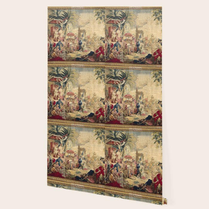 Antique 18th Century Chinoiserie French Tapestry Francois Boucher Wallpaper Gallery Image 2