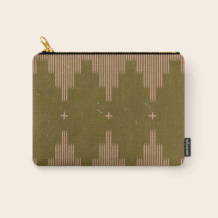 Southwestern Minimalist Retro Green & Pink Carry All Pouch Gallery Image 1