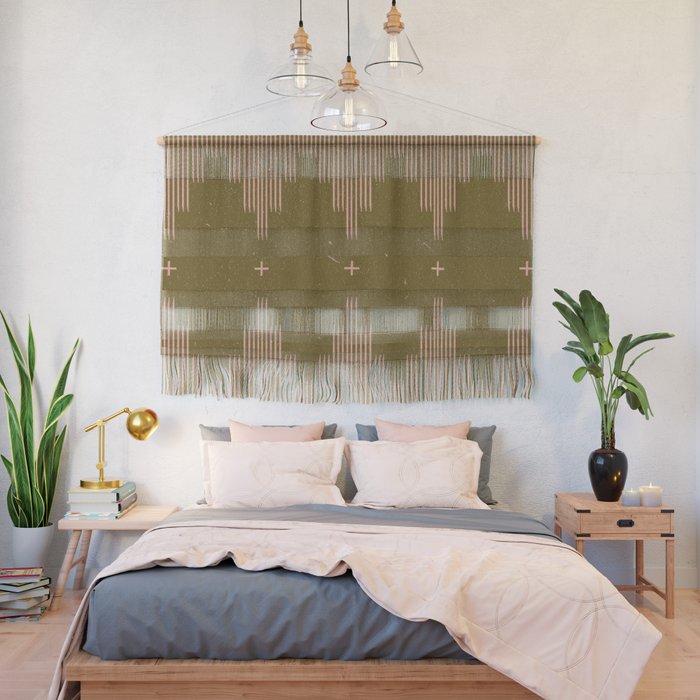 Southwestern Minimalist Retro Green & Pink Wall Hanging Gallery Image 2