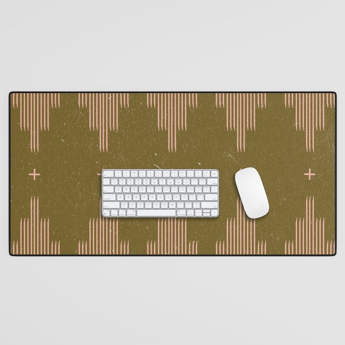 Southwestern Minimalist Retro Green & Pink Desk Mat Gallery Image 1