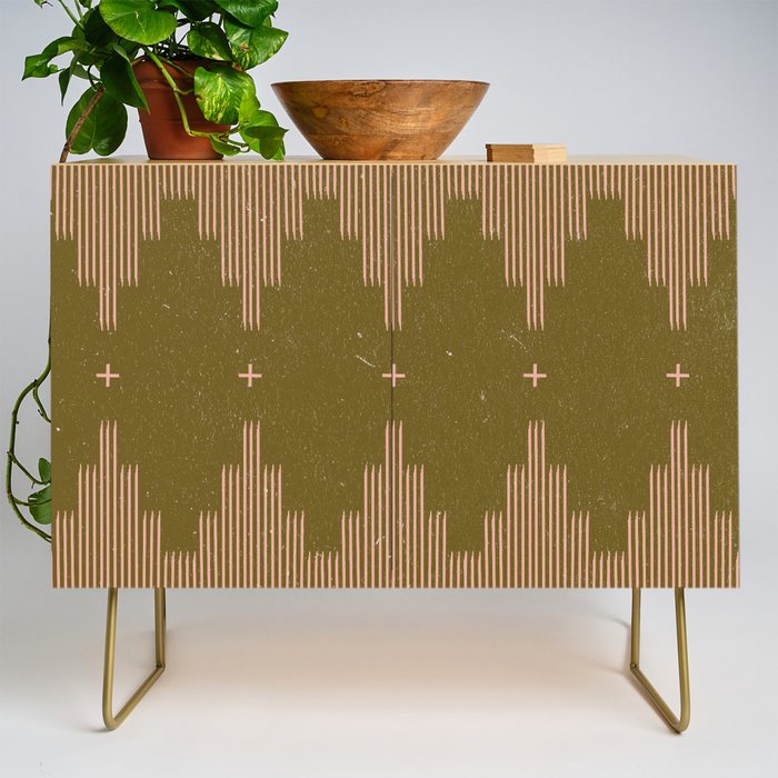 Southwestern Minimalist Retro Green & Pink Credenza Gallery Image 1