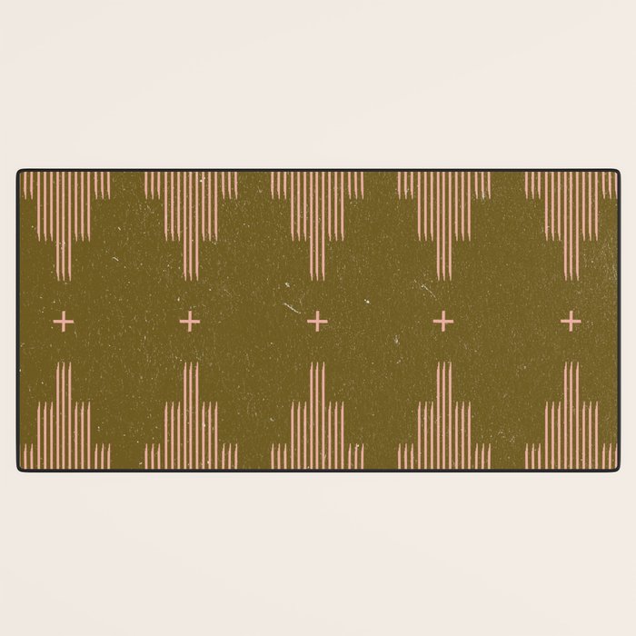 Southwestern Minimalist Retro Green & Pink Desk Mat Gallery Image 3
