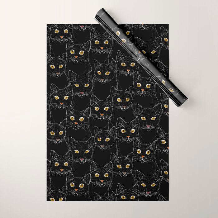 Black Cat Portraits Wrapping Paper Gallery Image 1