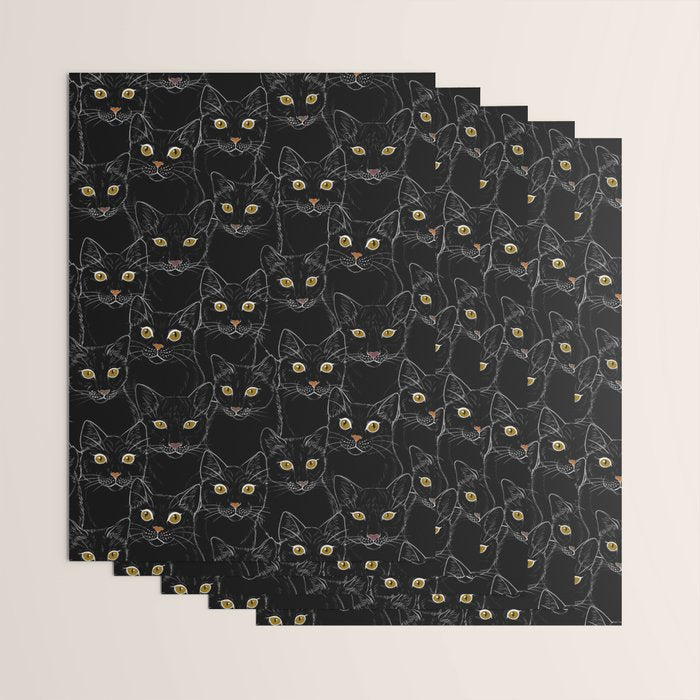 Black Cat Portraits Wrapping Paper Gallery Image 3