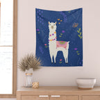 Llama on Blue Wall Tapestry Gallery Image 2