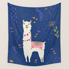 Llama on Blue Wall Tapestry Gallery Image 4