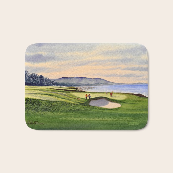 Pebble Beach Golf Course 9th Green Bath Mat Gallery Image 1