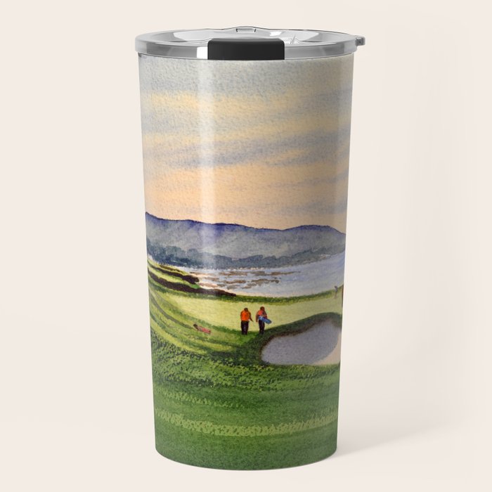 Pebble Beach Golf Course 9th Green Travel Mug Gallery Image 1