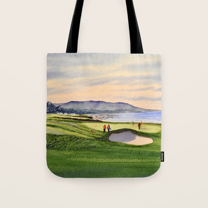 Pebble Beach Golf Course 9th Green Tote Bag Gallery Image 1