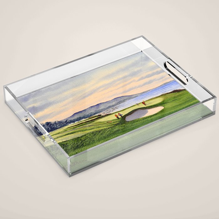 Pebble Beach Golf Course 9th Green Acrylic Tray Gallery Image 1