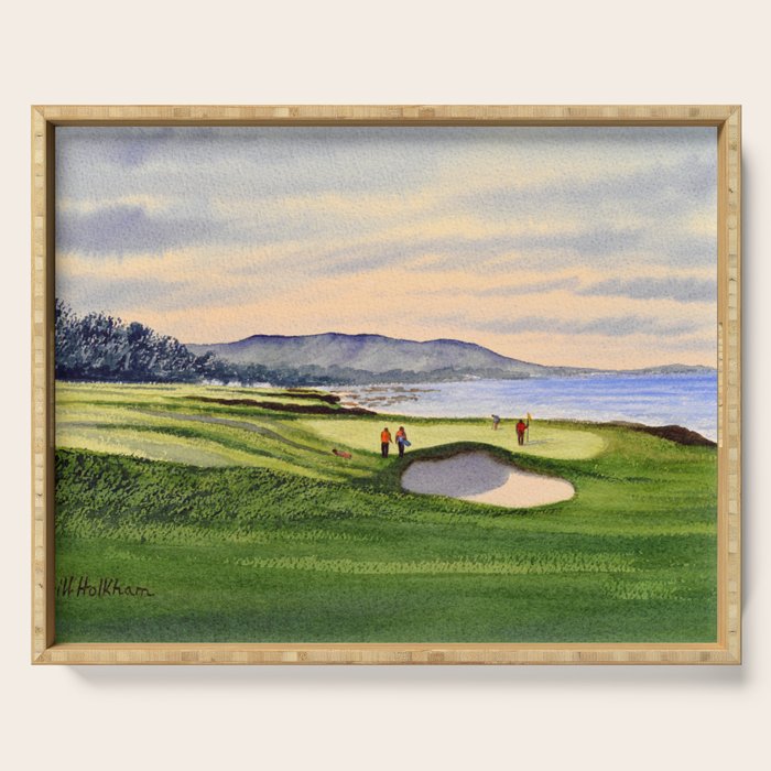Pebble Beach Golf Course 9th Green Serving Tray Gallery Image 1