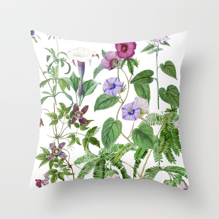 Marvelling In Mauve Botanical Illustration Throw Pillow Gallery Image 6