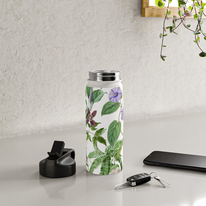 Marvelling In Mauve Botanical Illustration Water Bottle Gallery Image 4