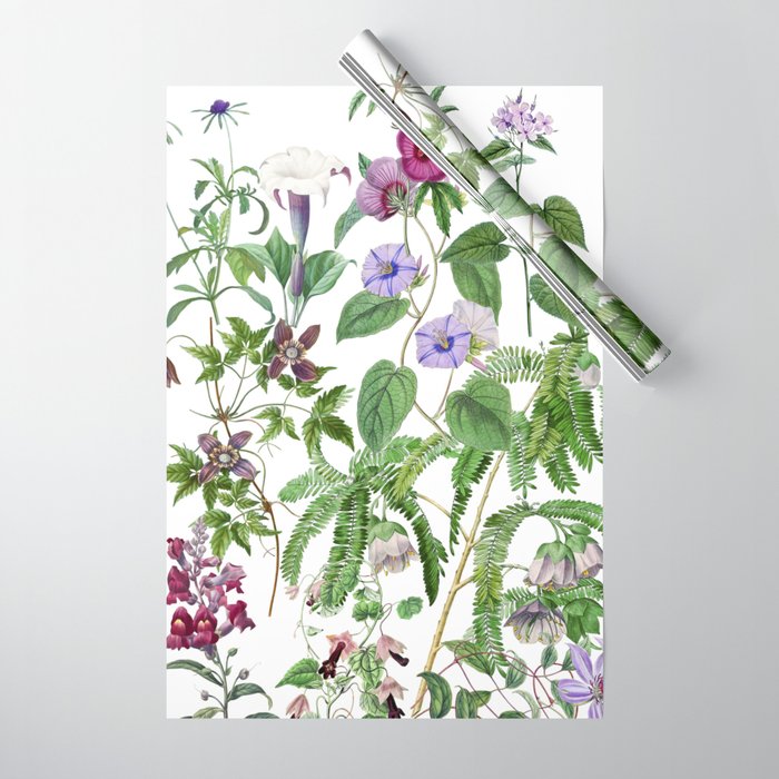 Marvelling In Mauve Botanical Illustration Wrapping Paper Gallery Image 1
