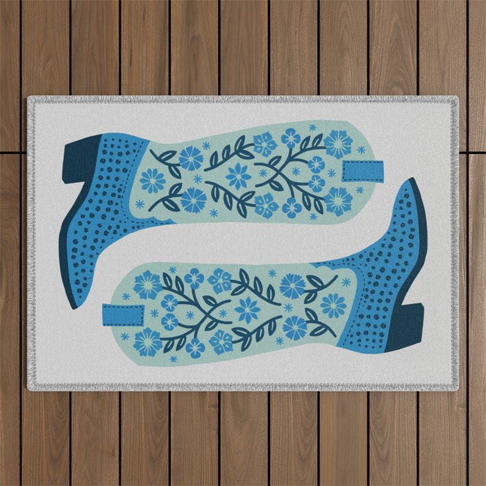 Cowgirl Boots â Mint and Blue Outdoor Rug Gallery Image 1