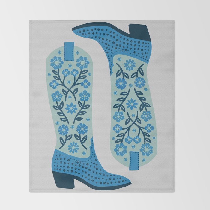 Cowgirl Boots â Mint and Blue Throw Blanket Gallery Image 2
