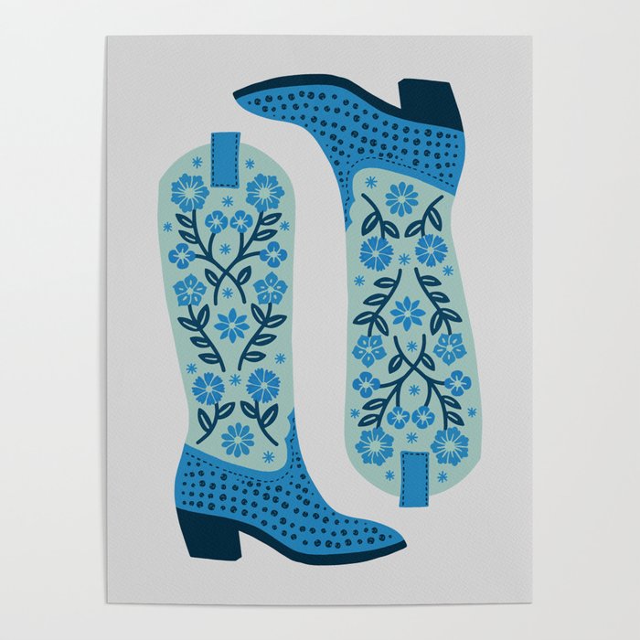 Cowgirl Boots â Mint and Blue Poster Gallery Image 1