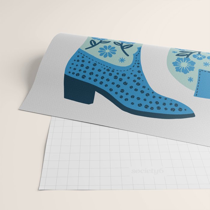 Cowgirl Boots â Mint and Blue Wrapping Paper Gallery Image 2
