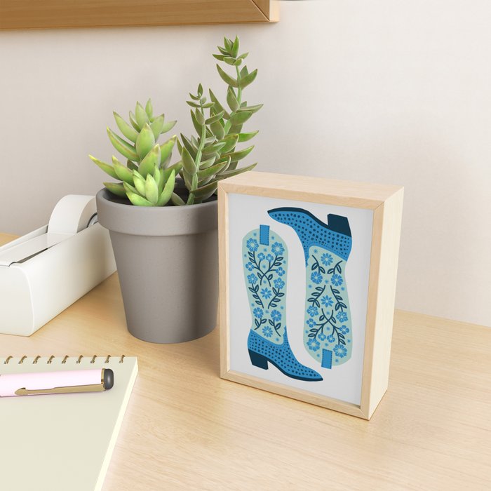 Cowgirl Boots â Mint and Blue Mini Art Print Gallery Image 2